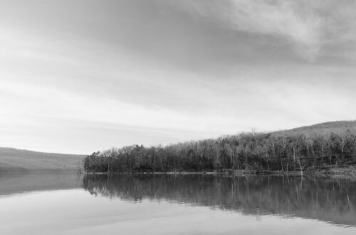 Black and white photograph of Lake fort smith Arkansas
